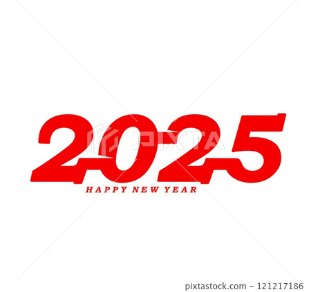2025 number for calendar date and Happy New Year greeting for winter holiday, vector creative font. 2025 Happy New Year text for calendar page, poster or banner and greeting or invitation card design 121217186