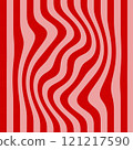 red and pink stripes pattern. Deformed surface. Abstract squiggly lines. abstract background. illusion 121217590