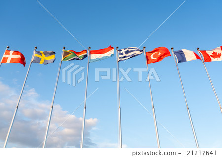Various world country flags in Gunsan, Korea Various world country flags in Gunsan, Korea 121217641