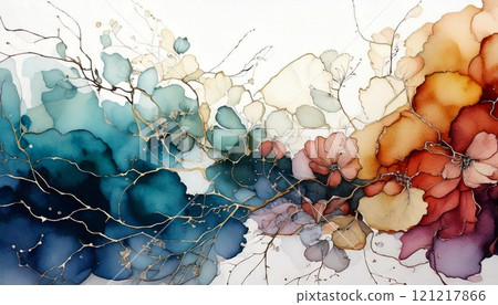 Luxurious marble-style background illustration Marble pattern alcohol ink art Colorful AI-generated material 121217866