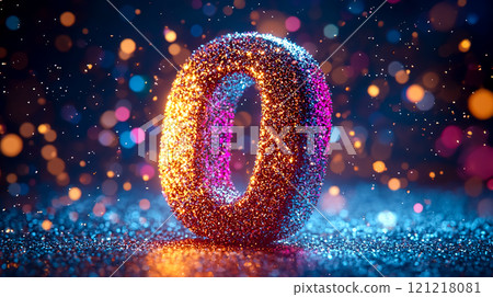 The number 0 decorated with sparkling glitter 121218081