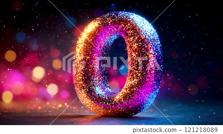 The number 0 decorated with sparkling glitter 121218089