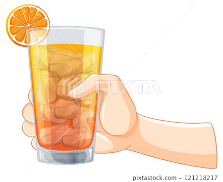 Refreshing Citrus Drink in Hand 121218217