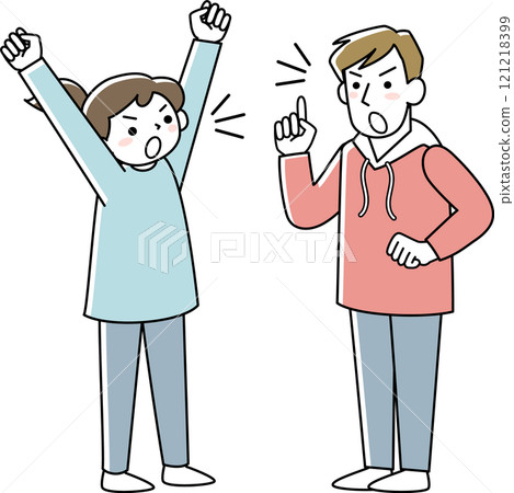 年輕女子和男子打架 121218399