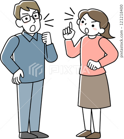 Woman and man arguing Woman and man arguing 121218400