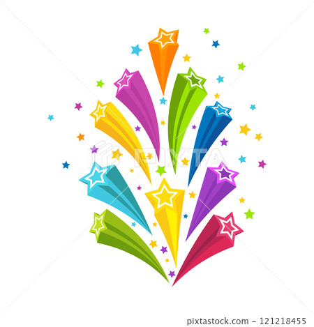 Party Star Banner stock illustration, Colourful shooting stars 121218455