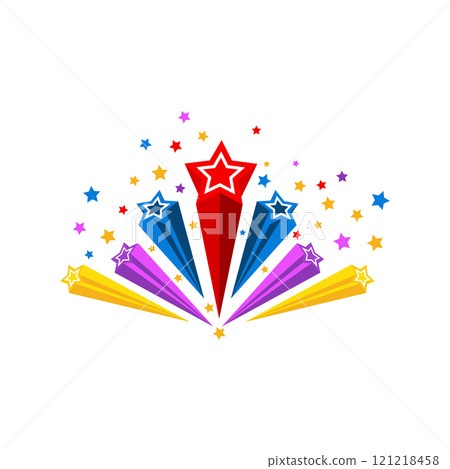Party Star Banner stock illustration, Colourful shooting stars 121218458