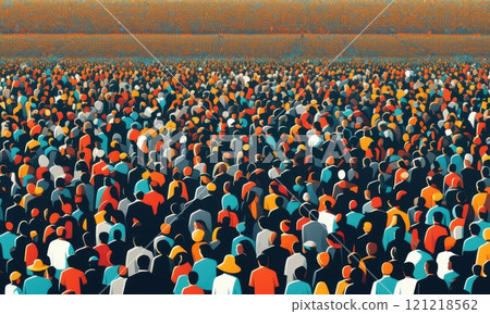 Vibrant abstract crowd composition with diverse color palette in modern style Vibrant abstract crowd composition with diverse color palette in modern style 121218562