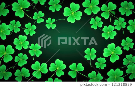 Lush green clover pattern on dark background for st. patrick's day design Lush green clover pattern on dark background for st. patrick's day design 121218859