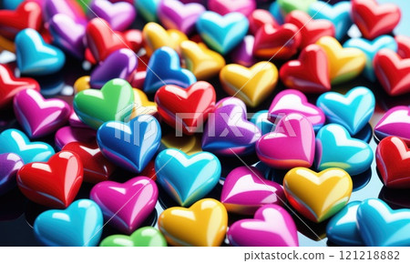 Vibrant multicolored hearts background: love, celebration, and diversity 121218882