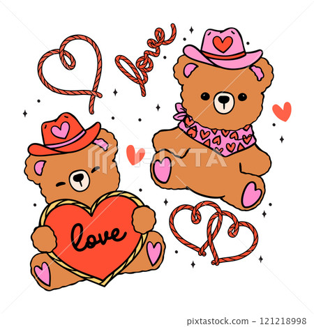 Cute Retro Red Cowboy Valentine Teddy Bear Western Hand Drawn Bold Design for t shirt printable Cute Retro Red Cowboy Valentine Teddy Bear Western Hand Drawn Bold Design for t shirt printable 121218998