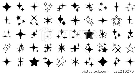 Sparkling icon set vector silhouette black 121219279