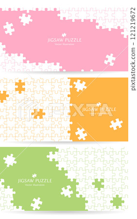正在組裝的拼圖遊戲背景資料的向量插圖集 121219672