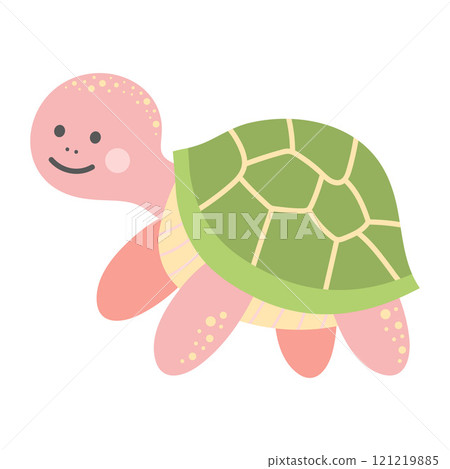 Cute turtle isolated on white background. Cartoon nursery art baby character. 121219885