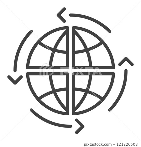 Earth Globe and Arrows vector Multipolarity thin line icon or symbol 121220508