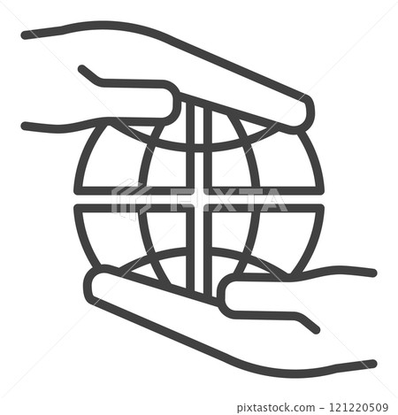 Earth Globe inside Hands vector Multipolarity icon or symbol in outline style 121220509