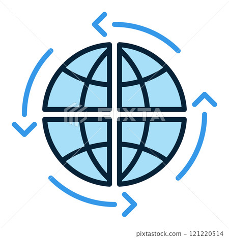 Earth Globe with Arrows vector Multipolarity blue icon or design element Earth Globe with Arrows vector Multipolarity blue icon or design element 121220514