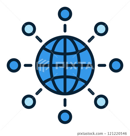 Multipolarity vector World Globe with Circles blue icon or sign Multipolarity vector World Globe with Circles blue icon or sign 121220546
