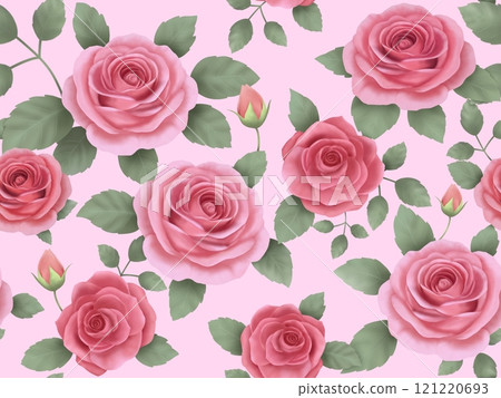 Rose seamless pattern (pink) B-2 121220693