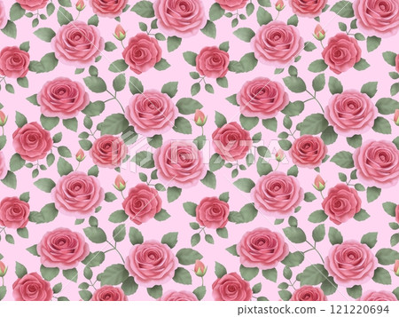Rose seamless pattern (pink) B-2' 121220694