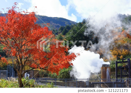 秋葉染成的八幡平阿斯皮特線 松尾八幡平地熱發電廠 秋葉染成的八幡平阿斯皮特線 松尾八幡平地熱發電廠 121221173