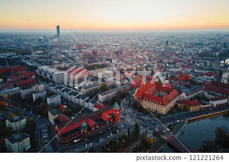Wroclaw cityscape with colorful buildings at sunset Wroclaw cityscape with colorful buildings at sunset 121221264