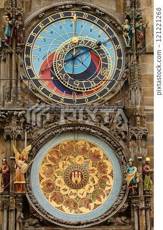 Astronomical clock on Old Town city Hall in Prague, Czech Republic Astronomical clock on Old Town city Hall in Prague, Czech Republic 121221268