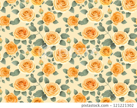Rose seamless pattern (yellow) D-2' 121221302