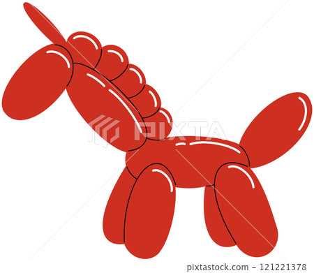 Bright red balloon of a unicorn. Bubble animal in a shape of magic horse. Vector cute illustration isolated Bright red balloon of a unicorn. Bubble animal in a shape of magic horse. Vector cute illustration isolated 121221378