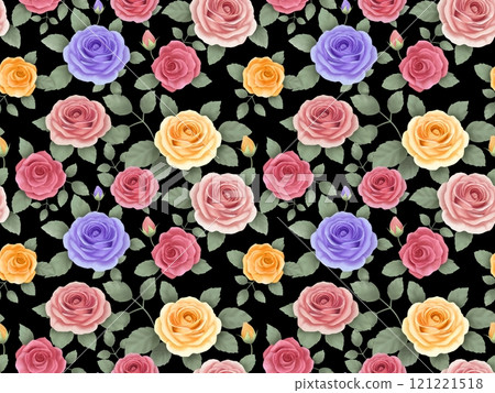 Rose seamless pattern (colorful) E-4' Rose seamless pattern (colorful) E-4' 121221518
