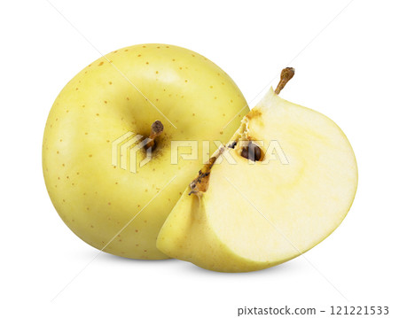 yellow apple isolated on white clipping path 121221533