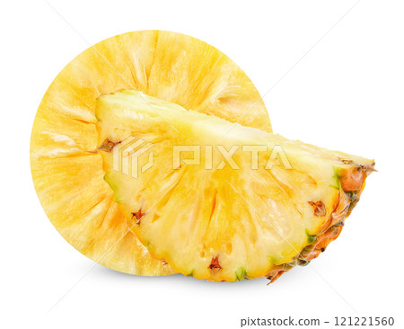 slice pineapple isolated on white clipping path 121221560