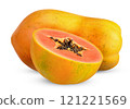 Ripe papaya isolated on white clipping path 121221569