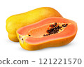Ripe papaya isolated on white clipping path 121221570