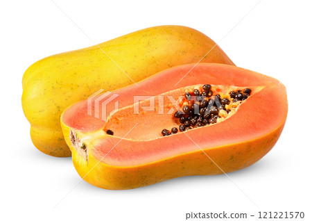 Ripe papaya isolated on white clipping path 121221570