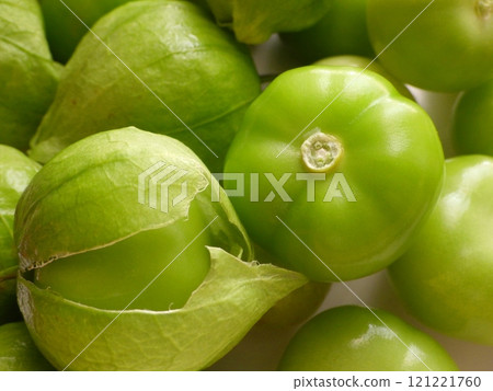 Harvested green tomatillos Harvested green tomatillos 121221760