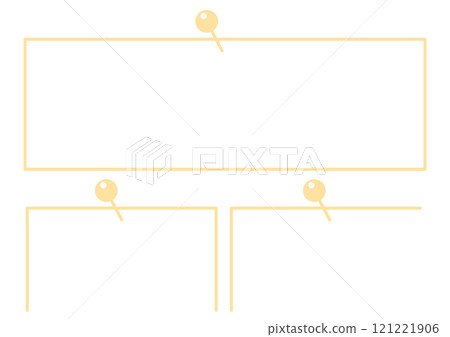 Set of paper frames attached with yellow pins Set of paper frames attached with yellow pins 121221906
