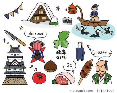 Gifu hand-drawn illustration set 121221992