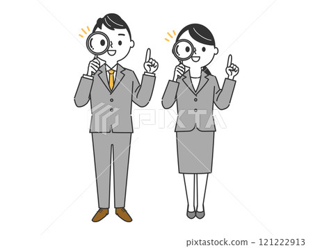 放大鏡指向商務人士全身 121222913