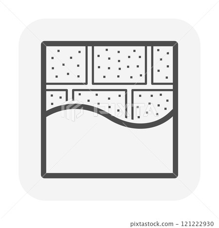 Concrete block wall and plastering vector icon, work in architecture, construction. 121222930