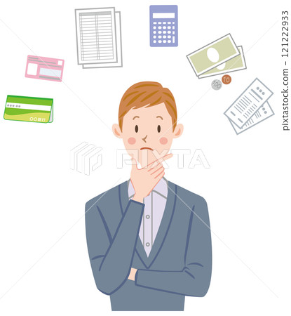 Accounting, tax return, ledger, doubt, male 121222933