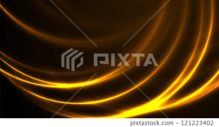 Bright orange neon curved wavy lines abstract technology background Bright orange neon curved wavy lines abstract technology background 121223402