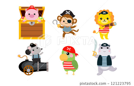 Cute pirate animal character clipart 121223795