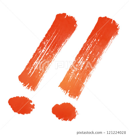Hand-drawn red brush lettering exclamation mark, exclamation mark 121224028