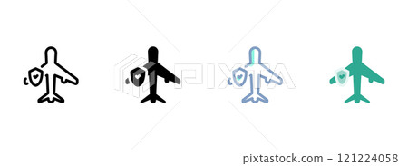 Simple vector icon on a theme aircraft, safety 121224058