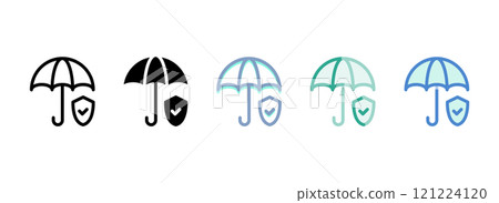 Simple vector icon on a theme umbrella and shield 121224120