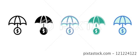 Simple vector icon on a theme umbrella, money Simple vector icon on a theme umbrella, money 121224122
