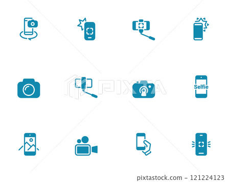 Simple vector icon on a theme selfies, photography and video shooting Simple vector icon on a theme selfies, photography and video shooting 121224123