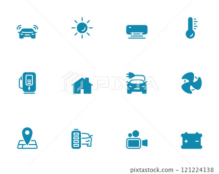 Simple vector icon on a theme electric car features 121224138