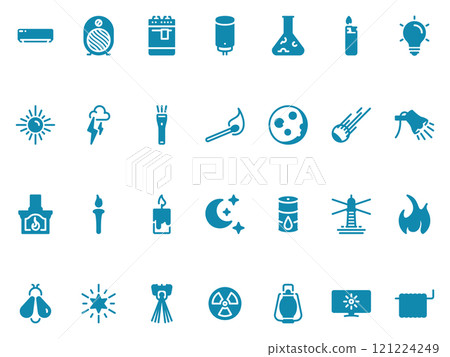 Simple vector icon on a theme source of heat and light, artificial and natural Simple vector icon on a theme source of heat and light, artificial and natural 121224249
